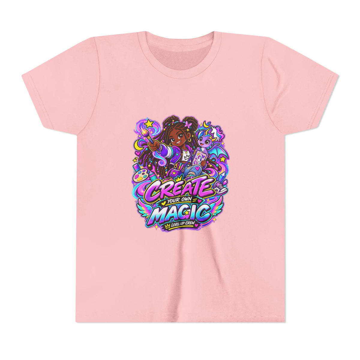 Level Up Crew - Zara: Create Your Own Magic kids tee