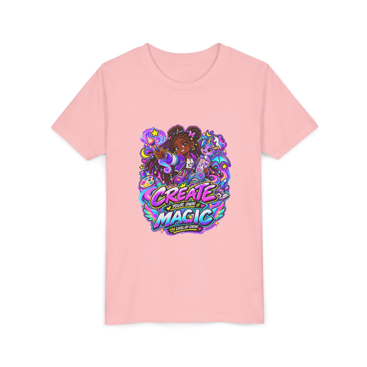 Level Up Crew - Zara: Create Your Own Magic kids tee