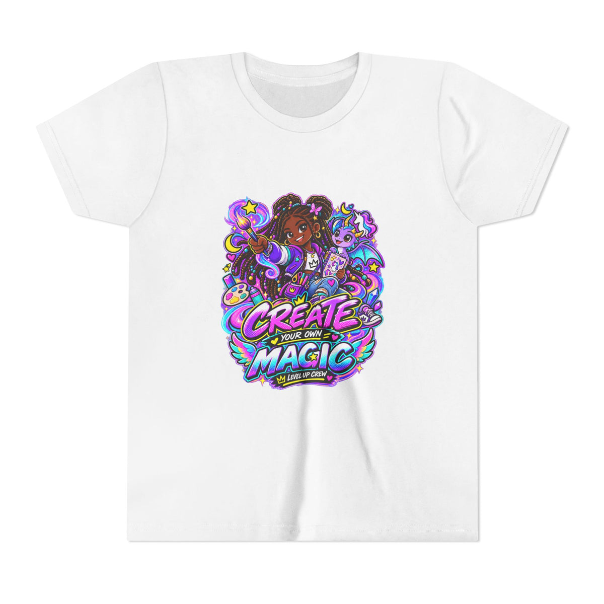 Level Up Crew - Zara: Create Your Own Magic kids tee