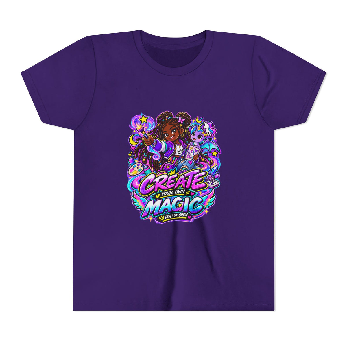 Level Up Crew - Zara: Create Your Own Magic kids tee