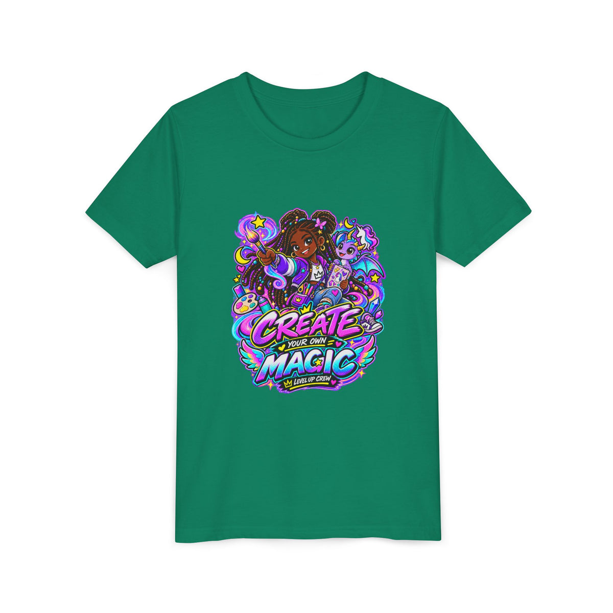 Level Up Crew - Zara: Create Your Own Magic kids tee