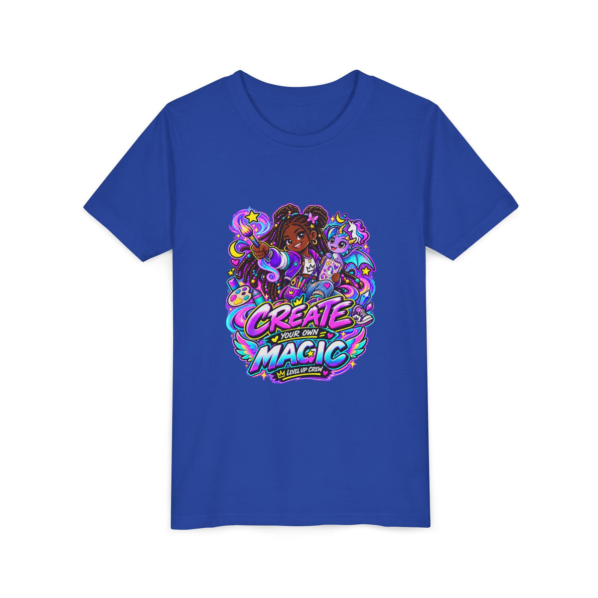 Level Up Crew - Zara: Create Your Own Magic kids tee