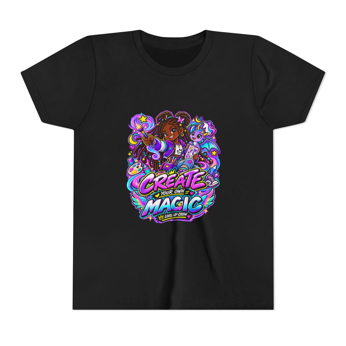 Level Up Crew - Zara: Create Your Own Magic kids tee